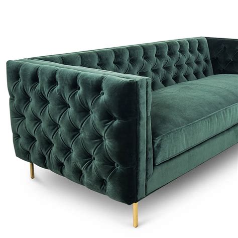 82.7" Modern Green Velvet Upholstered Sofa 3-Seater Tufted Sofa Luxury Sofa