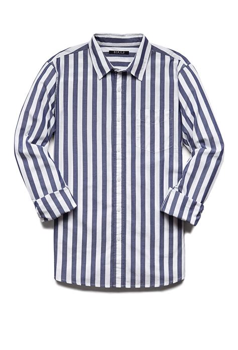 Forever 21 Vertical Striped Classic Fit Shirt in White for Men (White/black) | Lyst