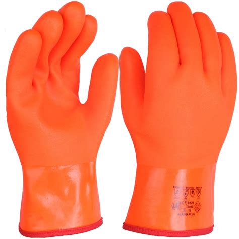 -20ºC Cold and Chemical Resistant Gloves Hi Vis Orange PVC Cold ...