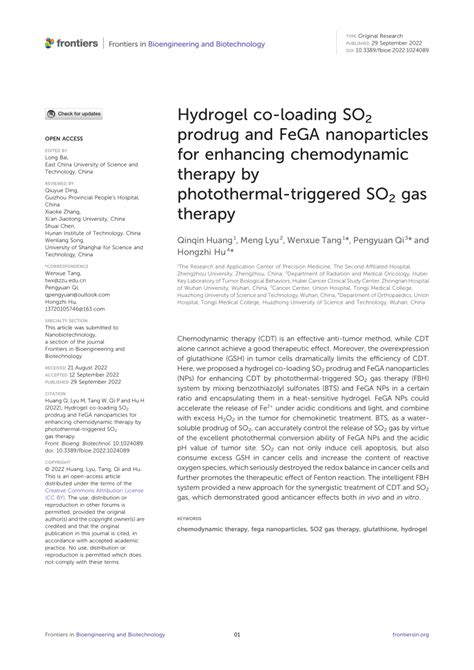 (PDF) Hydrogel co-loading SO2 prodrug and FeGA nanoparticles for enhancing chemodynamic therapy ...