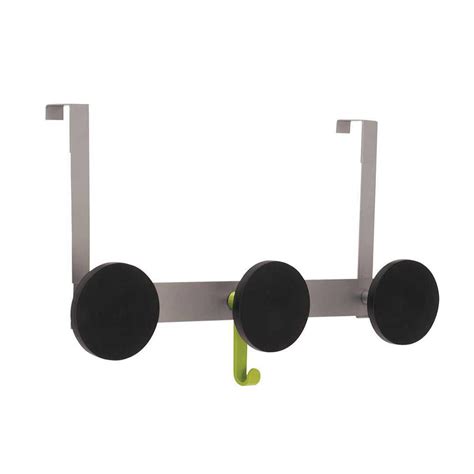 Alba PMS3P Over-the-Door Coat Hanger, 3 Black Round Coat Pegs & 1 Green ...