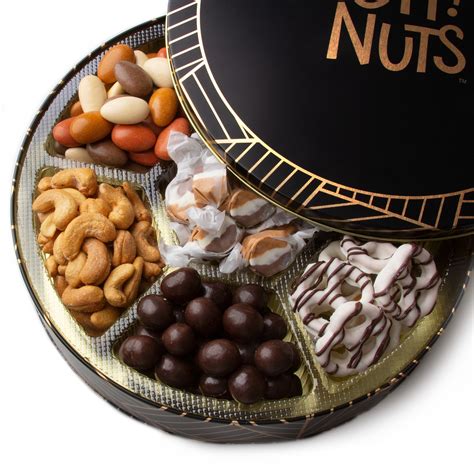 Oh! Nuts Gourmet Chocolate Round Gift Tin • Holiday Nut Gift Baskets • Holiday Gifts & Christmas ...