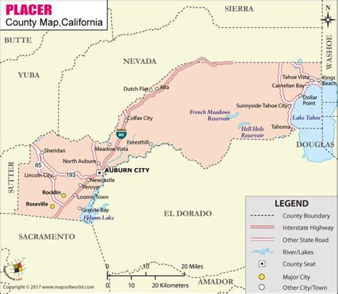 Placer County Map in 2022 | Placer county, County map, Mariposa county