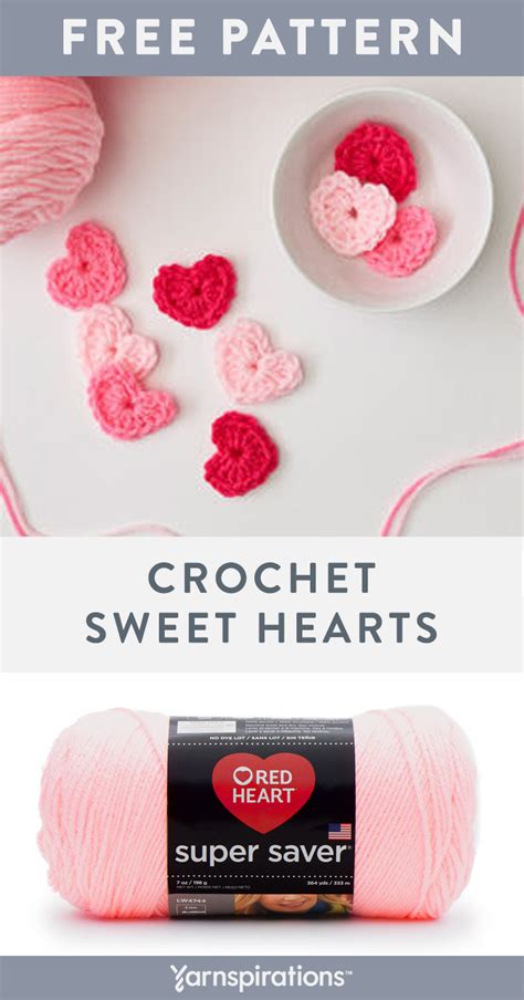 Free crochet pattern using Red Heart Super Saver yarn. Free Crochet Hearts Pattern. … | Free ...