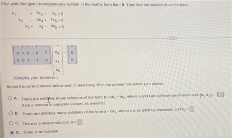 Solved ist write the given homogeneous system in the matrix | Chegg.com