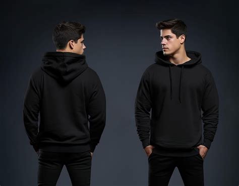 Premium Photo | Front and back view of a black hoodie mockup for design ...