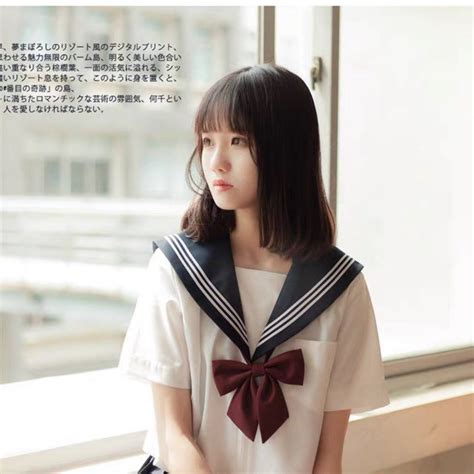 Japanese School Uniform JK Sailor Dress, Navy Pleated Skirt With Red Bow Tie, Anime Cosplay ...