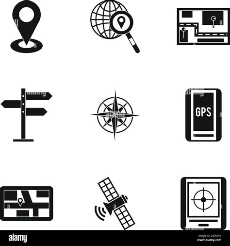 GPS map icons set, simple style Stock Vector Image & Art - Alamy