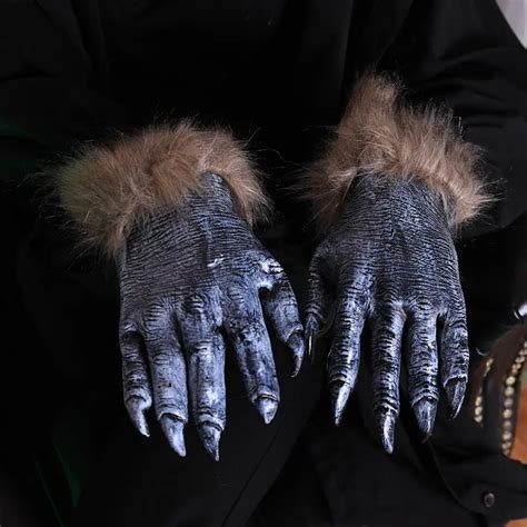 Halloween Werewolf Cosplay Gloves Wolf Paws Claws Horror Creepy Horror Funny Costume Party Club ...