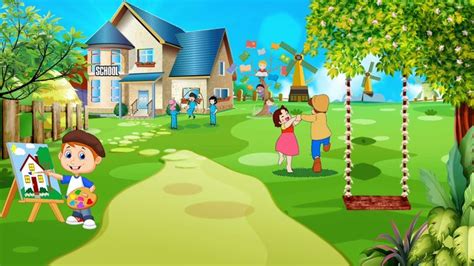 background animasi bergerak taman bermain anak & sekolahan | no copyright | free download ...