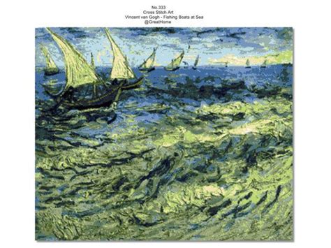 Vincent van Gogh - Fishing Boats at Sea, Cross Stitch Pattern, PDF ...