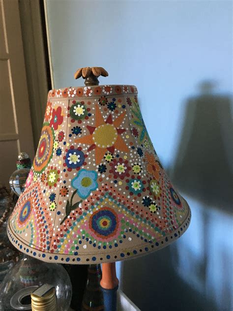 Funky, bohemian, hippie painted lampshade Funky Lamp Shades, Funky ...