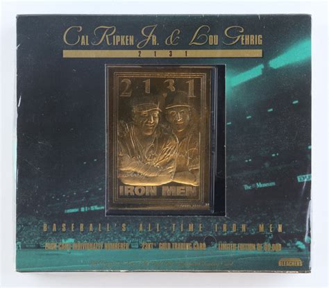 Cal Ripken Jr. & Lou Gehrig 1995 Bleachers Iron Men 23Kt Gold Card in Original Packaging ...