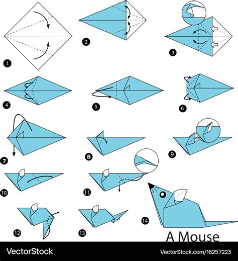 Step instructions how to make origami a mouse Vector Image