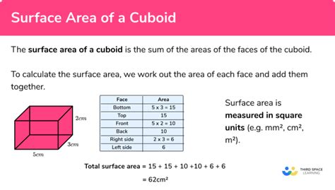 Surface Area of a Cuboid - GCSE Maths - Steps, Examples & Worksheet