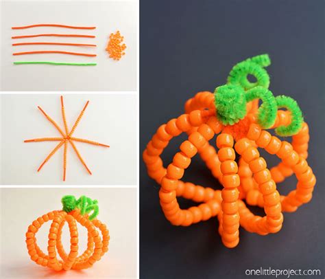 How to Make Beaded Pipe Cleaner Pumpkins - One Little Project