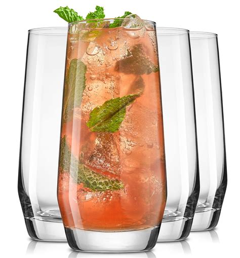 Buy JoyJolt Gwen 18oz Highball Glasses, 4pc Tall Glass Set. Lead-Free ...