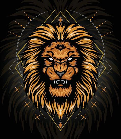 vector lion head gold with ornament background for t shirt design 2399777 Vector Art at Vecteezy