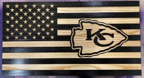 Kansas City Chiefs Rustic American Flag Wooden American Flag | Etsy