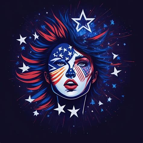 Premium Photo | Face paint with American flag Independence Day