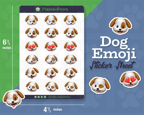 Dog Emoji Sticker Sheet Dog Dogs Happy Love Planner - Etsy