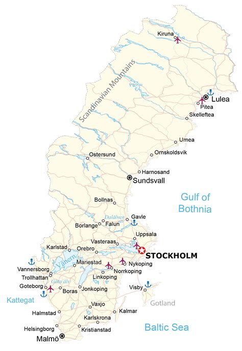 Map of Sweden - Cities and Roads - GIS Geography