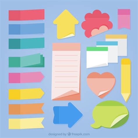 Collection of sticky notes of different shapes Vector | Free Download