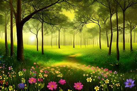 Spring Forest Background Graphic by Craftable · Creative Fabrica