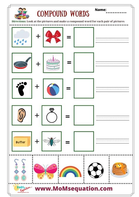 Compound Words Worksheets-For Kindergarten With Pictures Learn & Trace ...