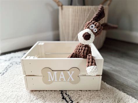 Personalised Dog Toy Box Storage Box Wooden crate Pet box | Etsy