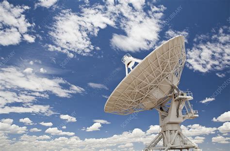 Satellite dish under blue sky with clouds - Stock Image - F025/6307 ...