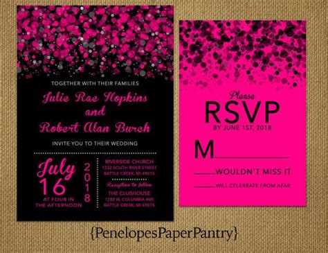 Hot Pink and Black Wedding Invitationhot - Etsy | Black wedding invitations, Pink wedding ...