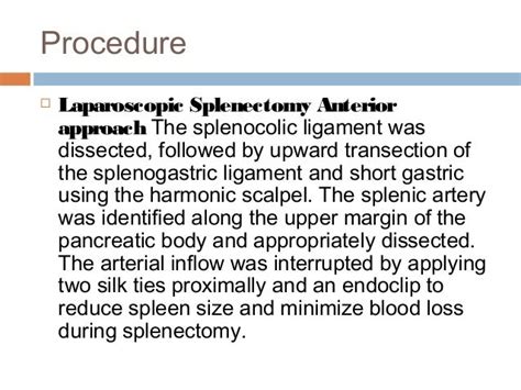 Laparoscopic splenectomy