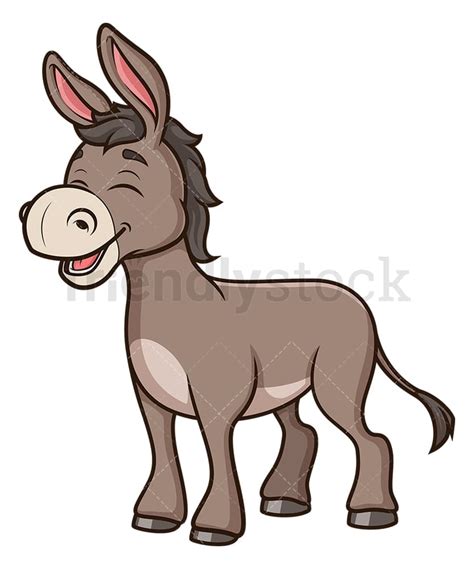 Happy Donkey Cartoon Clipart Vector - FriendlyStock