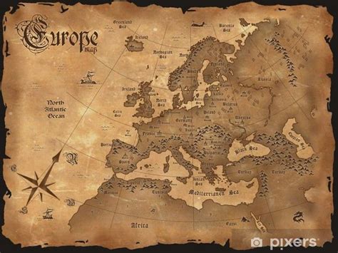 Sticker Vintage Europe map horizontal - PIXERS.US | Europe map, World ...