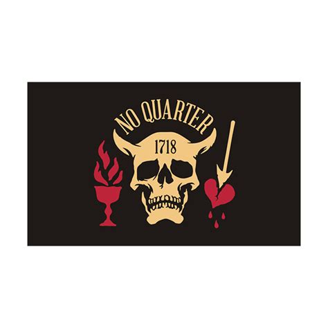 Blackbeard No Quarter Flag Sticker Decal Pirate Skull Crossbones ...