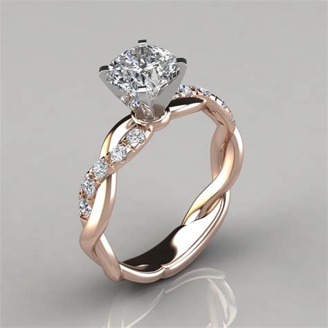 Twist Cushion Cut Moissanite Engagement Ring | Forever Moissanite