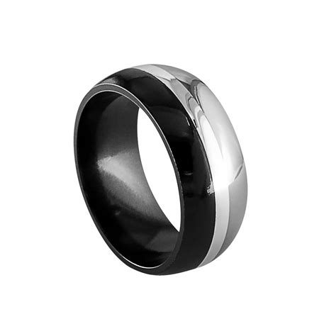 Edward Mirell's Tuxedo ring. Black and Gray Titanium accented with ...