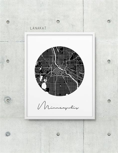 Minneapolis City Map Print. Minneapolis Street Map Poster. | Etsy | Map ...