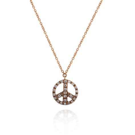 NECKLACE WITH DIAMONDS SET PEACE AND LOVE SIGN | Patrizia Berti Collections