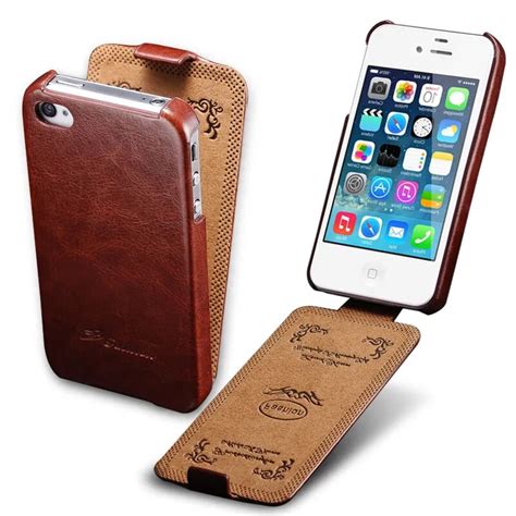 Vintage Case For iPhone 4 4S Luxury PU Leather Flip Elegant Vertical ...