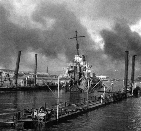 USS Shaw (DD 373) in floating drydock after the attack on Pearl Harbor ...