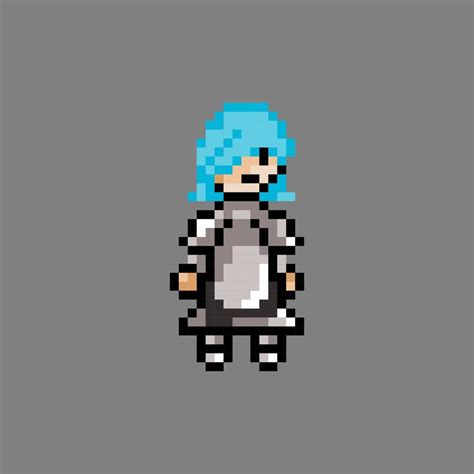 pixel art female knight with blue hair use iron armor vector 11185366 ...