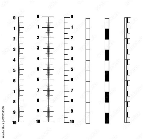 Ruler Inch Vector. Set vertical scale for an analog meter, vector template scales in units of ...