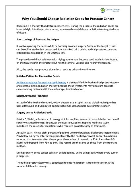Why You Should Choose Radiation Seeds for Prostate Cancer by Cancer Center at Wise Regional - Issuu