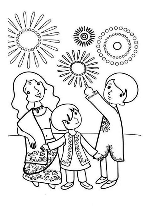 A Family Celebrate Diwali Coloring Page - NetArt | Printable coloring ...