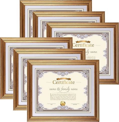 MEBRUDY 8.5 x 11 Picture Frames with Mat, Gold 8.5x11 Document Certificate Diploma Award Photo ...