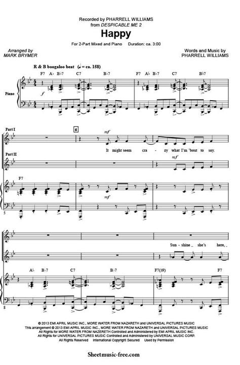 Happy Sheet Music Pharrell Williams Download Happy Piano Sheet Music Free PDF Download #happy # ...