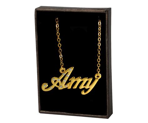 Name Necklace Amy Gold Plated 18ct Personalised Necklace | Etsy