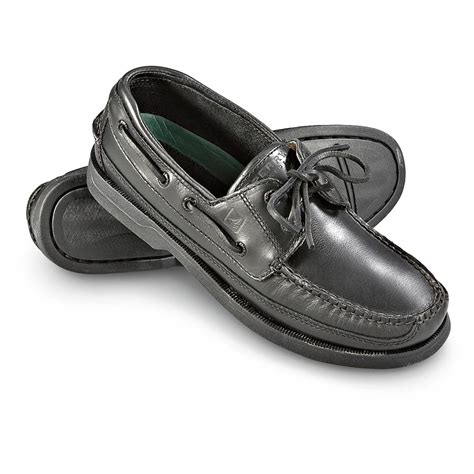 Men's Sperry Top - Sider® Mako 2 - eyelet Boat Shoes, Black - 163792, Boat & Water Shoes at ...